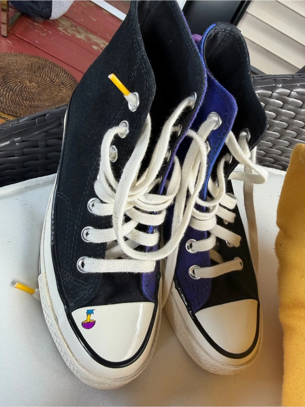 Converse Two-Tone High Top Sneakers - Black & Blue